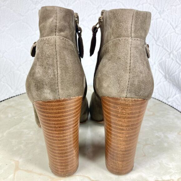 Tory Burch Block Heel Boots Women 7.5 Tan Leather Dressy Platform Comfort Bootie - Picture 9 of 16